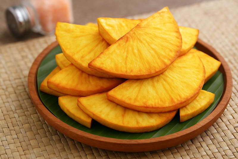 Cutting fresh breadfruit